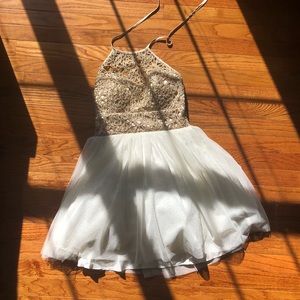 Homecoming Dress. White and gold.